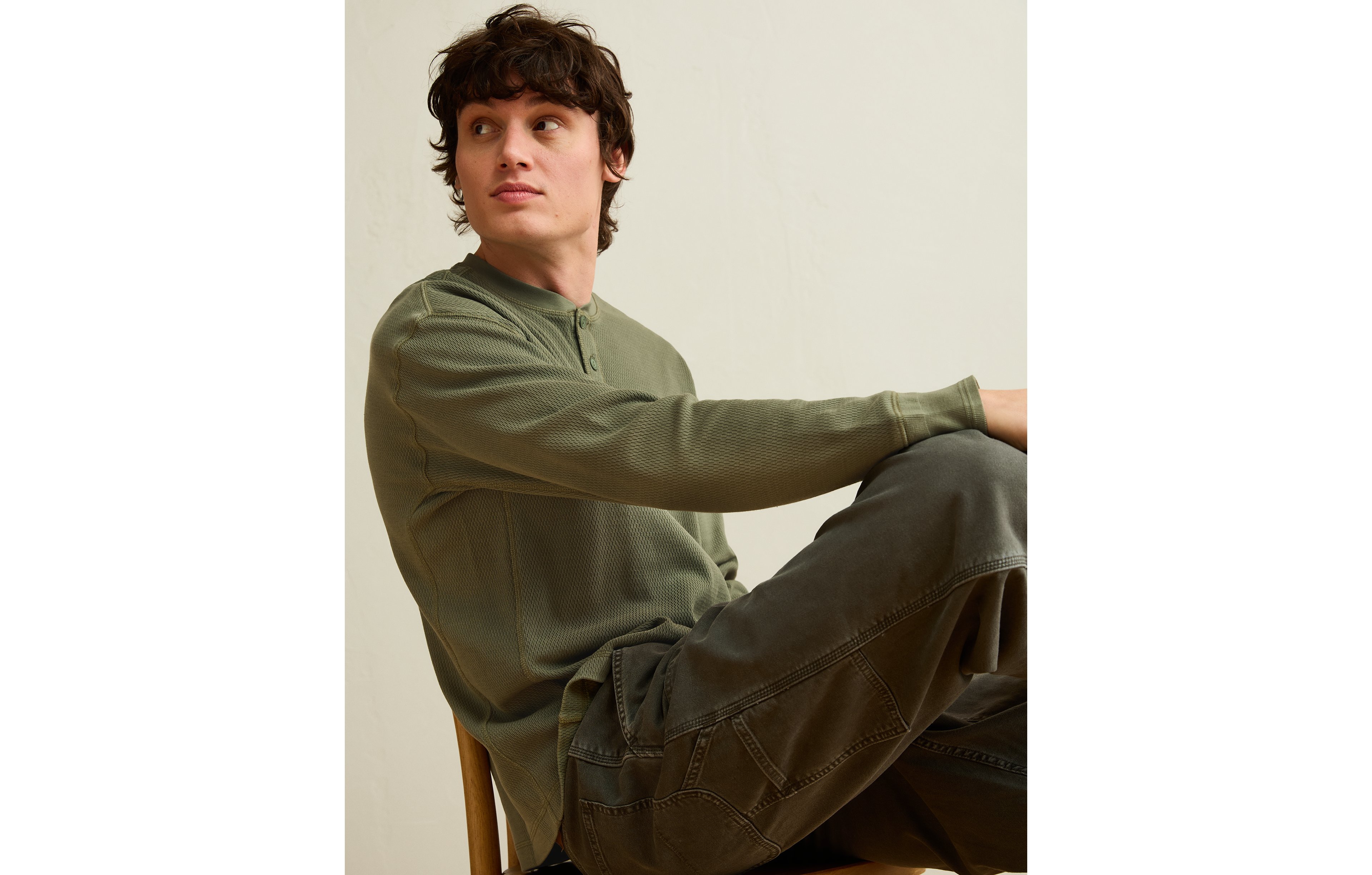 AE Boxy Fit Thermal Henley T-Shirt