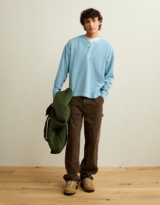 AE Boxy Fit Thermal Henley T-Shirt