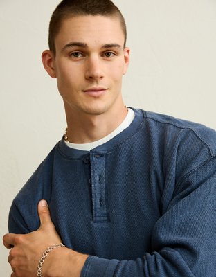 AE Boxy Fit Thermal Henley T-Shirt