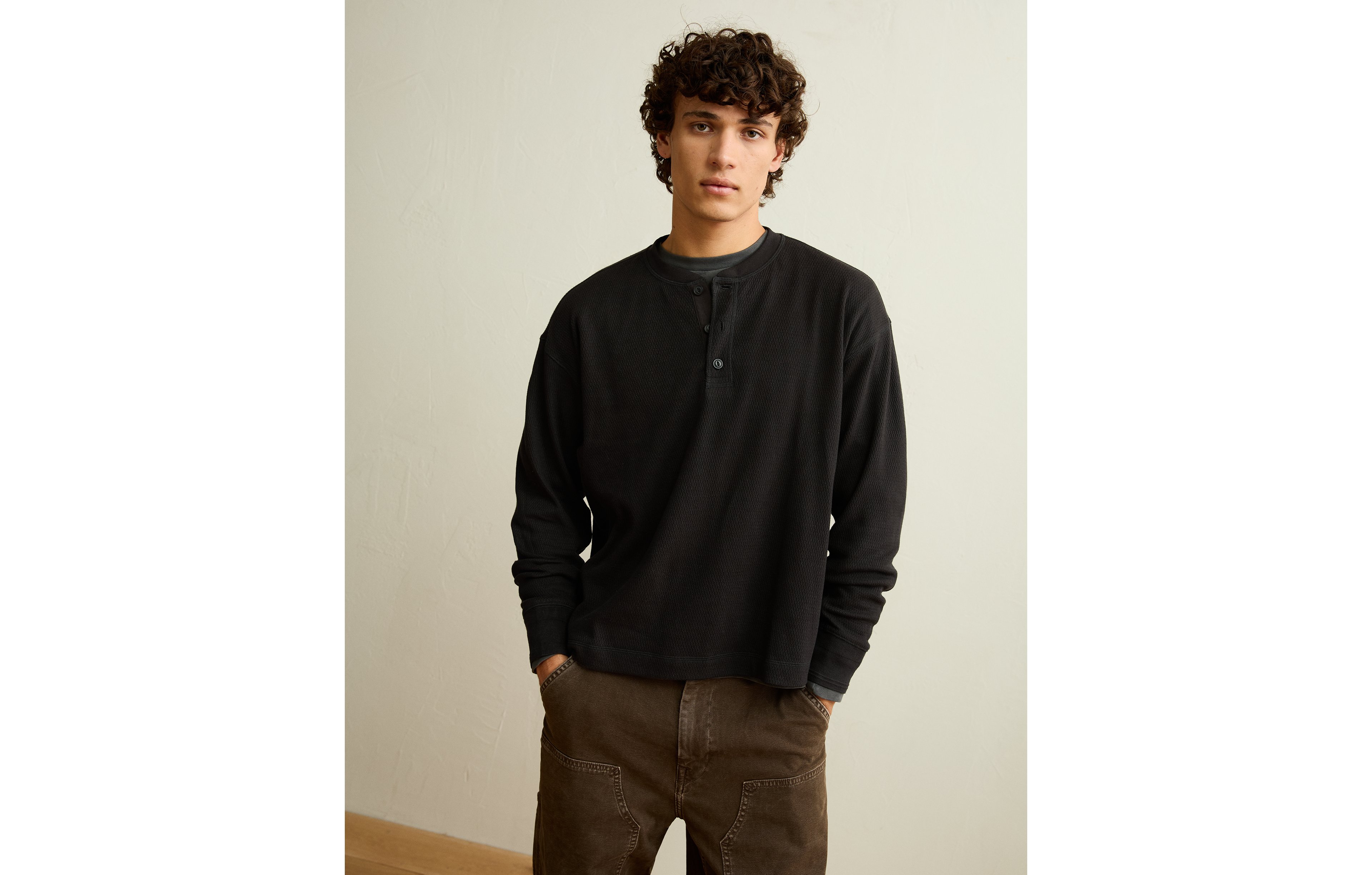 AE Boxy Fit Thermal Henley T-Shirt