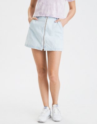 american eagle white ripped jean skirt