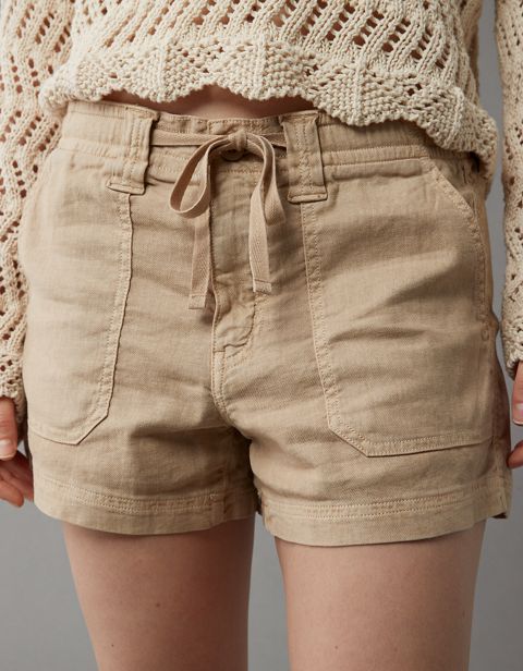 Женские брюки American Eagle AE Dreamy Drape Linen-Blend Carpenter Short