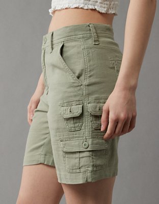 Женские брюки American Eagle AE Dreamy Drape Linen-Blend 8" Perfect Bermuda Cargo Short — фото 4