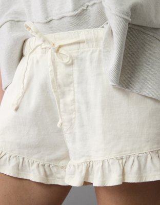AE Stretch Linen-Blend Ruffle Short