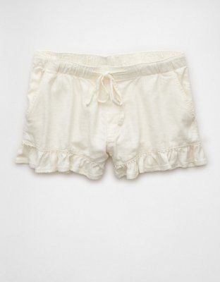 AE Stretch Linen-Blend Ruffle Short