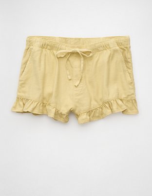 AE Stretch Linen-Blend Ruffle Short