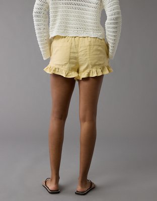 AE Stretch Linen-Blend Ruffle Short