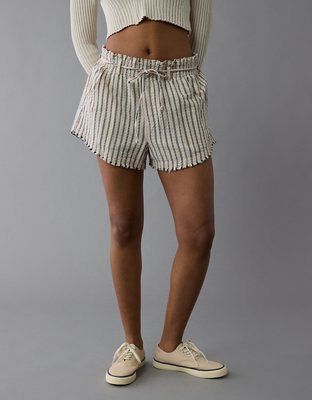 AE High-Waisted Paperbag Waist Striped Short