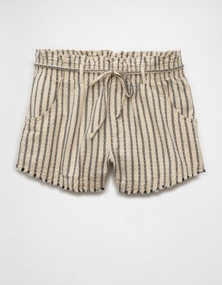 AE High-Waisted Paperbag Waist Striped Short