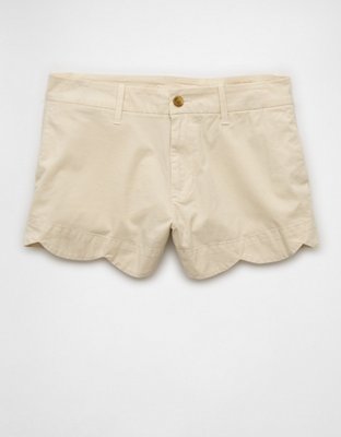 AE Stretch High-Waisted Scalloped Trouser Short