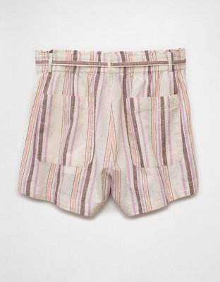 AE Sunchaser Knit High-Waisted Linen-Blend Striped Short