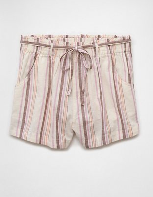 AE Sunchaser Knit High-Waisted Linen-Blend Striped Short