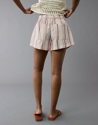 AE Sunchaser Knit High-Waisted Linen-Blend Striped Short
