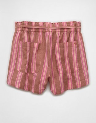 AE Sunchaser Knit High-Waisted Linen-Blend Striped Short
