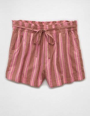 AE Sunchaser Knit High-Waisted Linen-Blend Striped Short