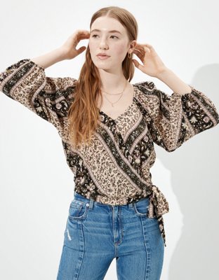 AE Printed Wrap Front Top