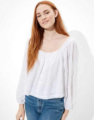 AE Puff Sleeve Button-up Blouse