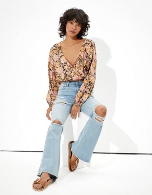 AE Wrap-Front Bubble Top | American Eagle