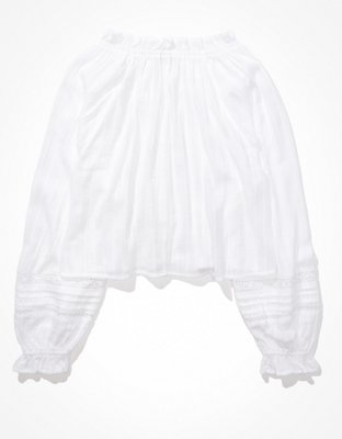 Женские блузки American Eagle AE Tie-Front Bubble-Sleeve Blouse — фото 4
