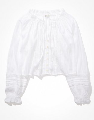Женские блузки American Eagle AE Tie-Front Bubble-Sleeve Blouse — фото 3