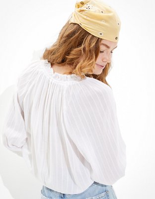 Женские блузки American Eagle AE Tie-Front Bubble-Sleeve Blouse — фото 2