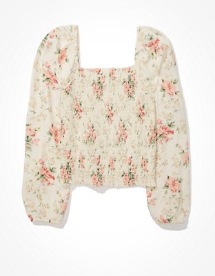 AE Smocked Square-Neck Blouse