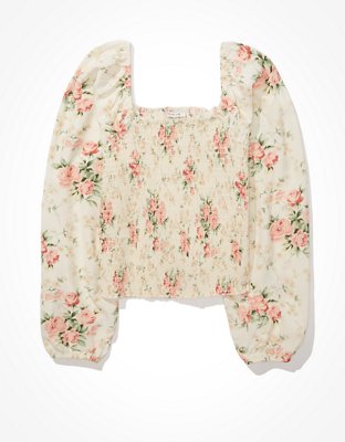 AE Smocked Square-Neck Blouse