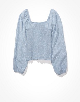 AE Smocked Square-Neck Blouse
