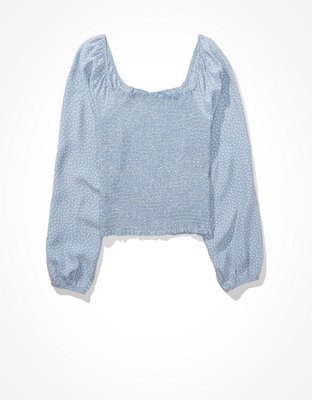 AE Smocked Square-Neck Blouse