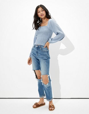 AE Smocked Square-Neck Blouse