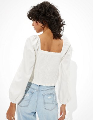 Женские топы American Eagle AE Smocked Long-Sleeve Top — фото 2