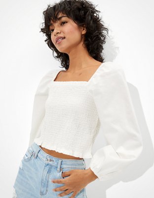 Smocked top long store sleeve