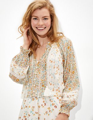 AE Floral Button-Up Blouse