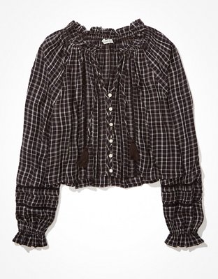 Женские блузки American Eagle AE Plaid Button-Up Blouse — фото 3