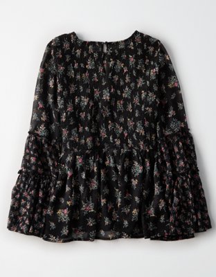 Женские топы American Eagle AE Chiffon Smocked Tunic — фото 4