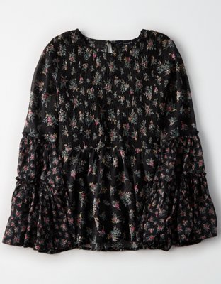 Женские топы American Eagle AE Chiffon Smocked Tunic — фото 3