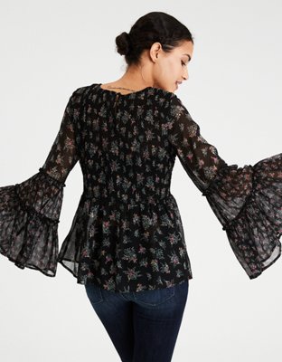 Женские топы American Eagle AE Chiffon Smocked Tunic — фото 2