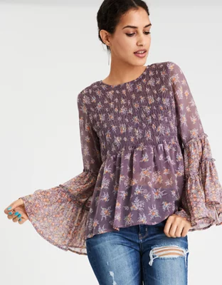 AE Chiffon Smocked Tunic