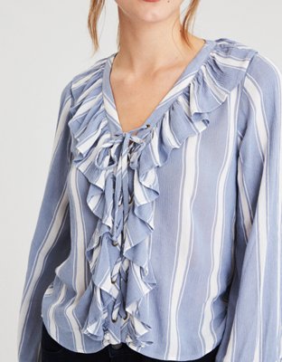 Женские блузки American Eagle AE LACE-UP BLOUSE — фото 5