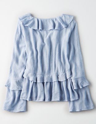 AE Long Sleeve Ruffle Blouse