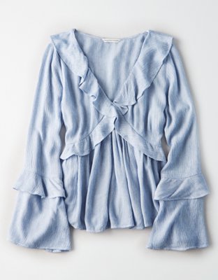 AE Long Sleeve Ruffle Blouse