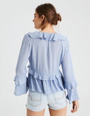 AE Long Sleeve Ruffle Blouse
