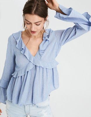 AE Long Sleeve Ruffle Blouse