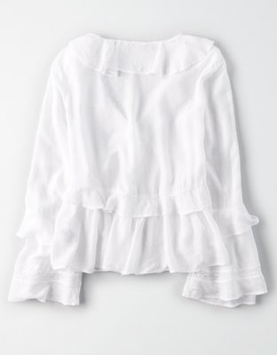 AE Long Sleeve Ruffle Blouse