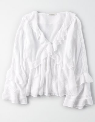 AE Long Sleeve Ruffle Blouse