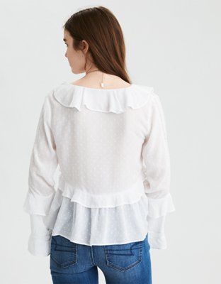 AE Long Sleeve Ruffle Blouse