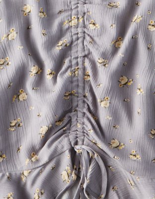 Женские топы American Eagle AE FLORAL PRINTED RUCHED FRONT TOP — фото 3