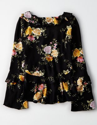 Женские блузки American Eagle AE Long Sleeve Ruffle Blouse — фото 4