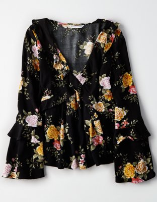 Женские блузки American Eagle AE Long Sleeve Ruffle Blouse — фото 3