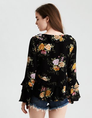Женские блузки American Eagle AE Long Sleeve Ruffle Blouse — фото 2
